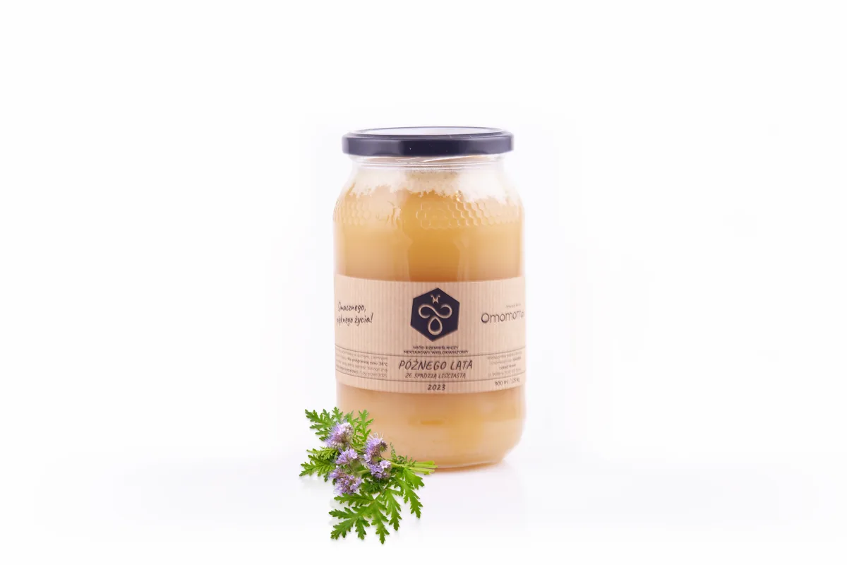 Produkt Późnego lata ze spadzią liściastą 2023 Pasieki OMOMOM